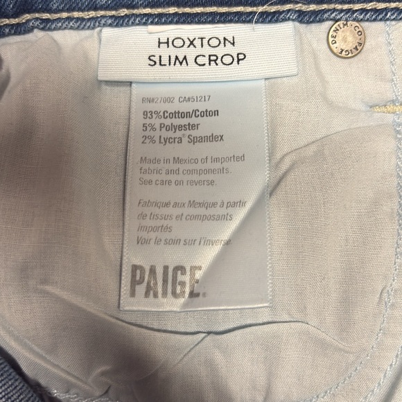 PAIGE PREMIUM DENIM HOXTON HIGH RISE SLIM CROP JEANS EMERY WASH - Picture 4 of 4